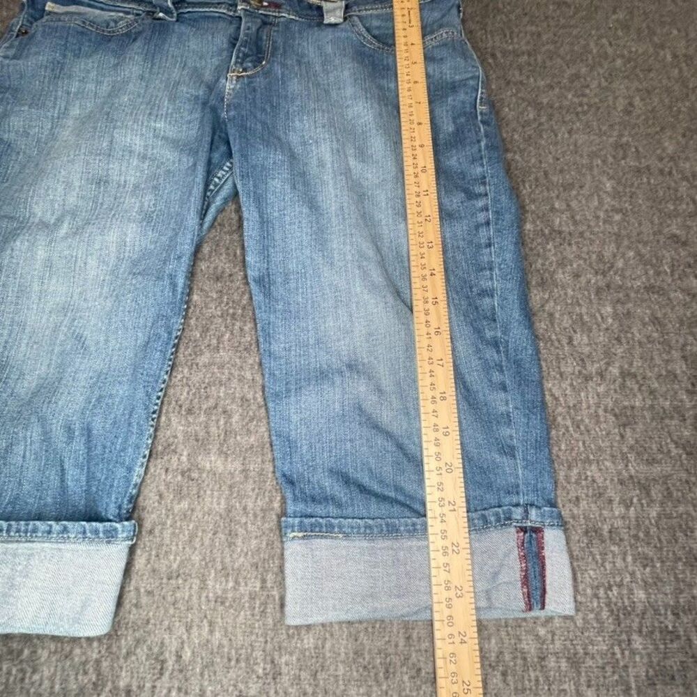 Levis Capri Pant Denim Jeans Cuffed Regular Wash sz 32 Curve Beltloop accents - Picture 7 of 13